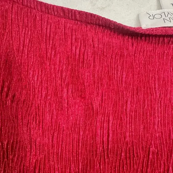 Morgan Taylor Sangria Red Pink Textured Blouse Women's Large Retro Peplum 80s - Picture 14 of 15